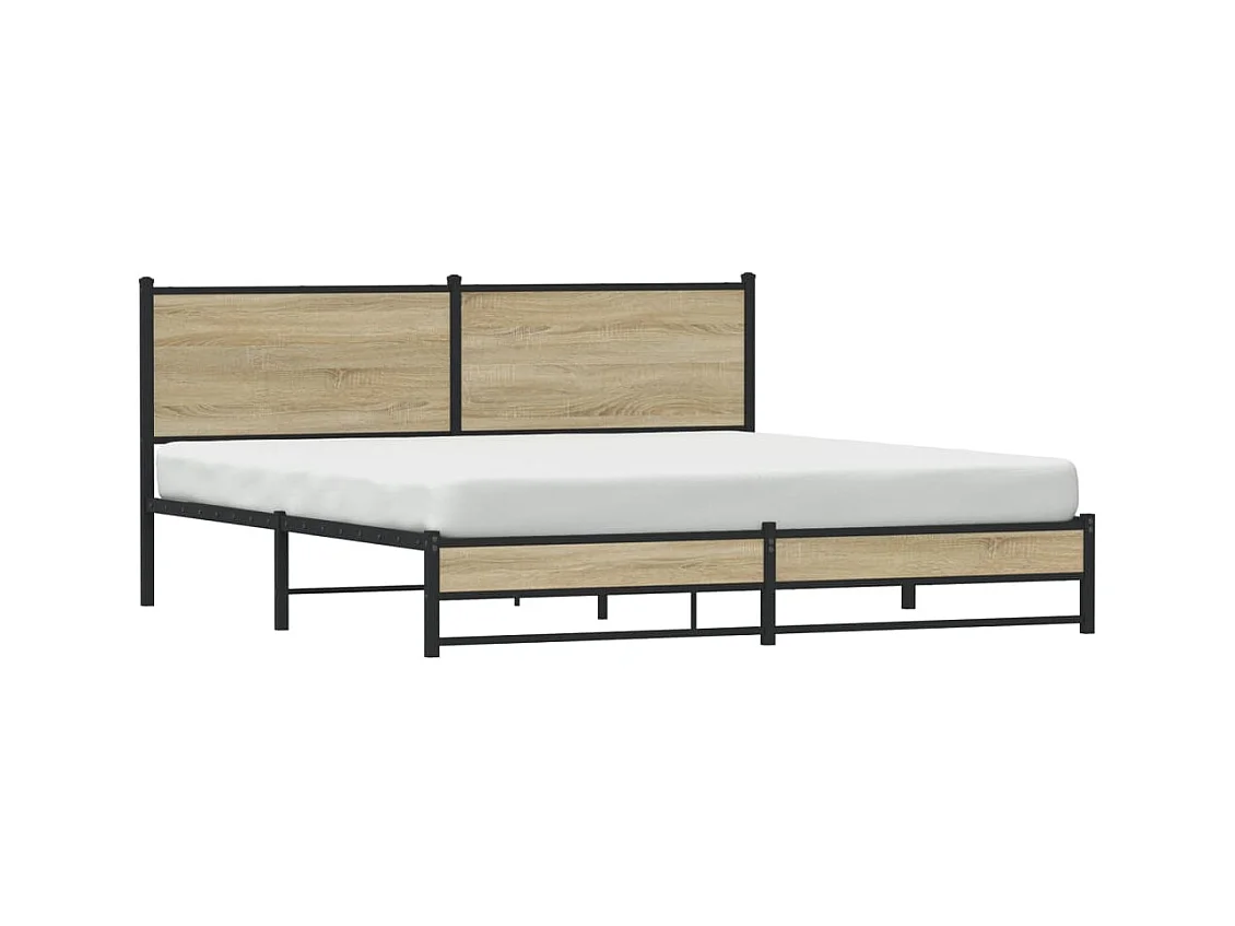 Letto per adulti | Letto matrimoniale | Giroletto senza Materaso in Metallo Rovere Sonoma 183x213 cm
