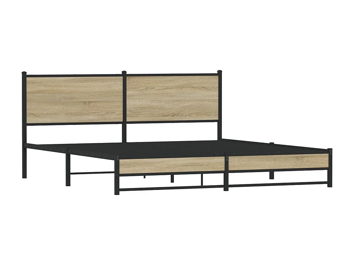 Lit double | Lit adulte | Cadre de lit en métal chêne sonoma 183x213 cm