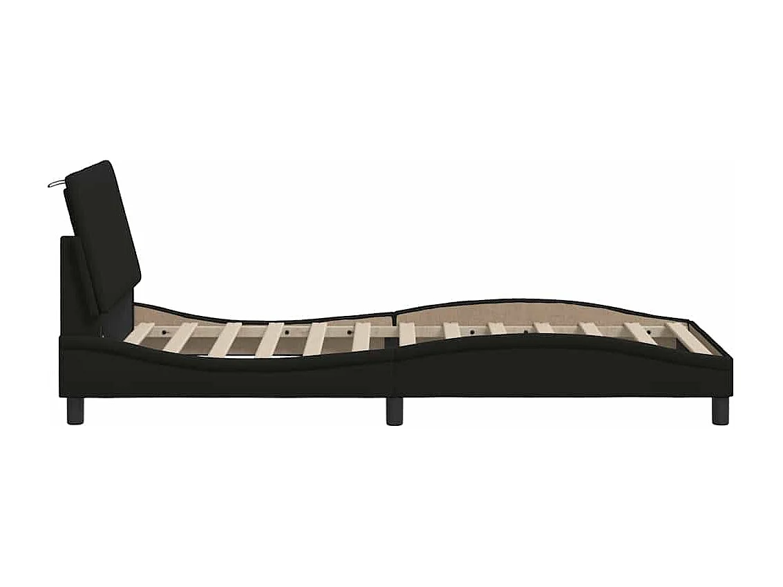 Lit simple | Lit adulte, enfant | Cadre de lit noir 90x200 cm tissu