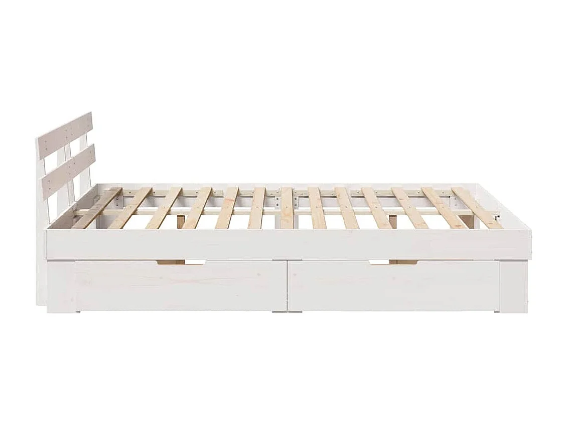 Letto matrimoniale | Giroletto | Struttura del letto Bianco 150x200 cm Pino massello