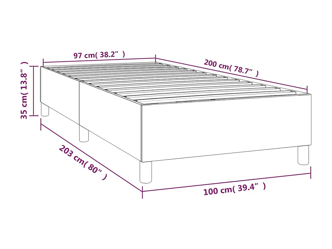 Lit simple | Lit adulte, enfant | Cadre de lit gris foncé 100x200 cm tissu