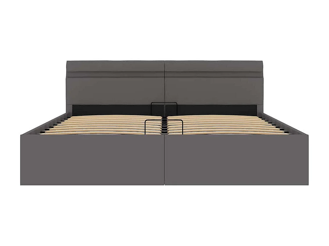 Lit double | Lit adulte | Cadre de lit à rangement avec LED gris similicuir 160x200 cm