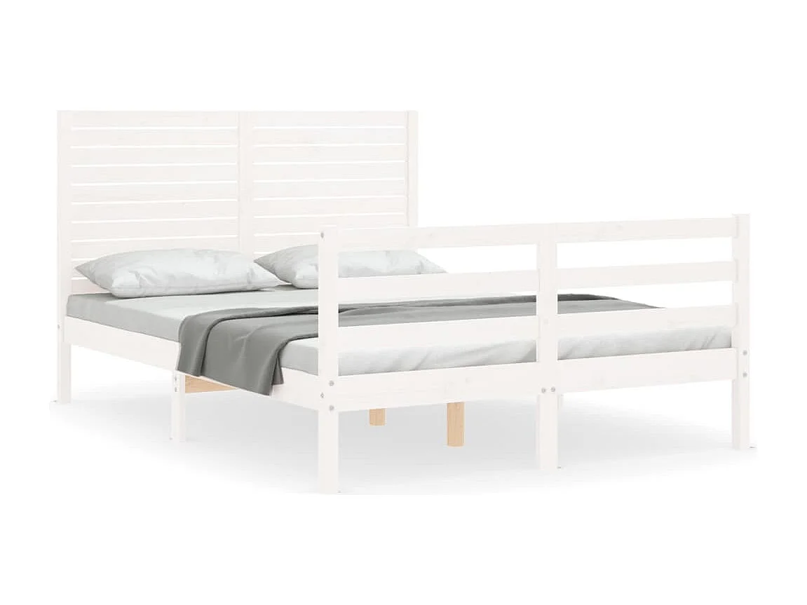 Lit simple | Lit adulte, enfant | Cadre de lit blanc bois massif 120x190 cm