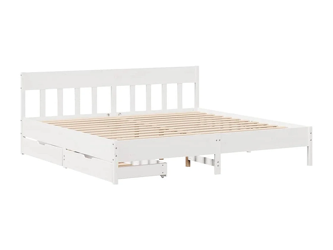 Lit double | Lit adulte | Cadre de lit blanc 200x200 cm bois massif de pin