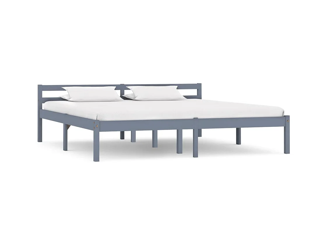 Lit double | Lit adulte | Cadre de lit gris bois massif de pin 160x200 cm