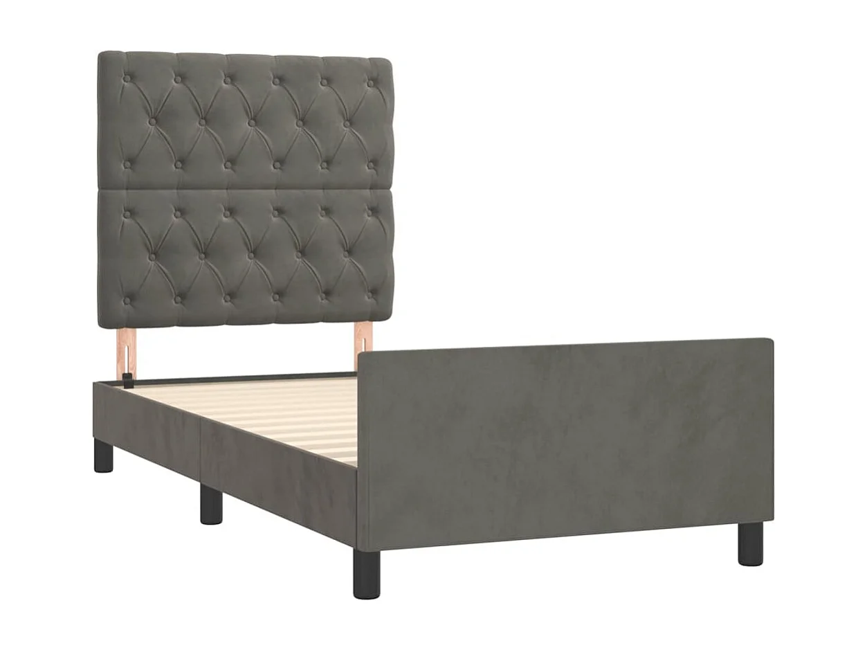 Lit simple | Lit adulte, enfant | Cadre de lit gris foncé 80x200 cm velours