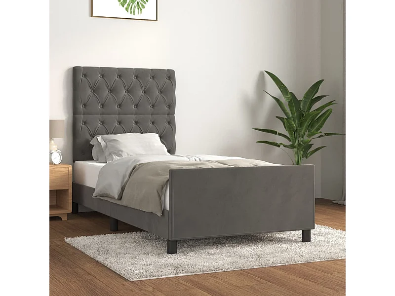 Lit simple | Lit adulte, enfant | Cadre de lit gris foncé 80x200 cm velours