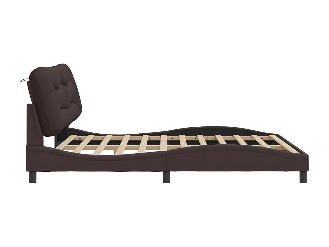 Lit double | Lit adulte | Cadre de lit marron foncé 180x200 cm tissu