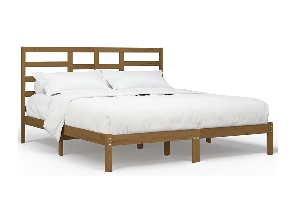 Lit double | Lit adulte | Cadre de lit marron miel bois massif 200x200 cm