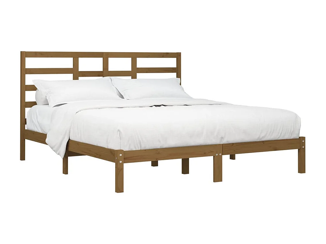 Lit double | Lit adulte | Cadre de lit marron miel bois massif 200x200 cm