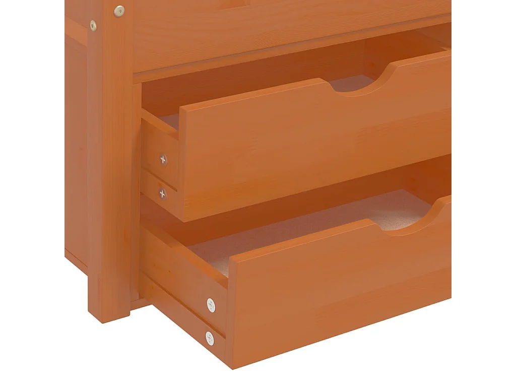 Lit simple | Lit adulte, enfant | Cadre de lit avec rangement marron miel 90x200 cm