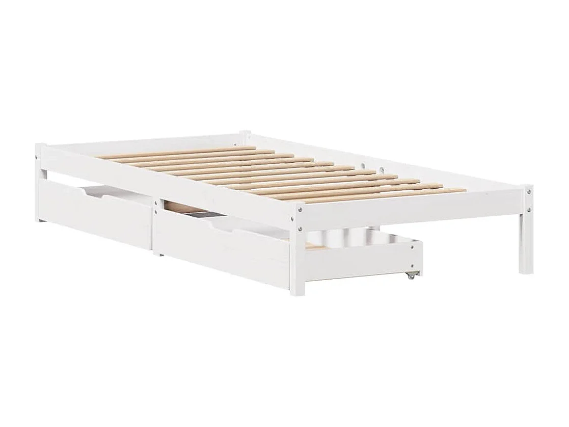 Bedframe | Eenpersoonsbed zonder matras massief grenenhout wit 90x200 cm