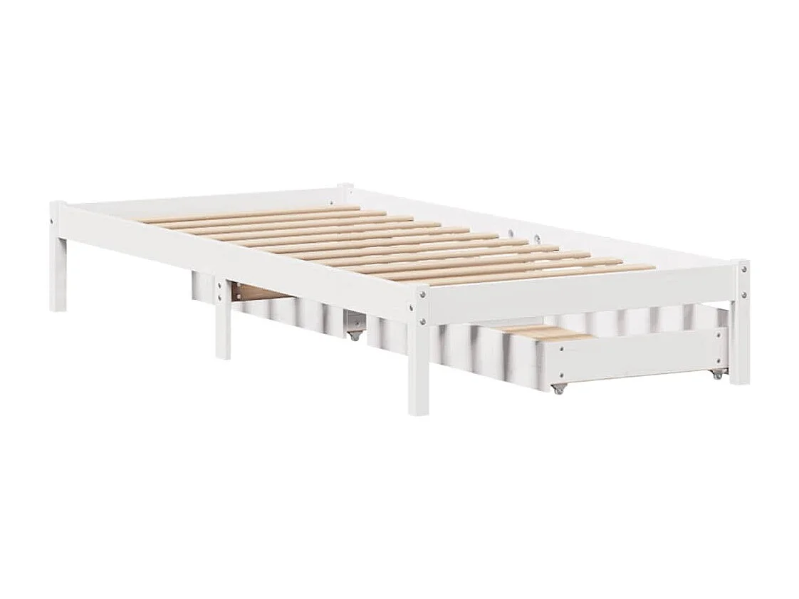Bedframe | Eenpersoonsbed zonder matras massief grenenhout wit 90x200 cm