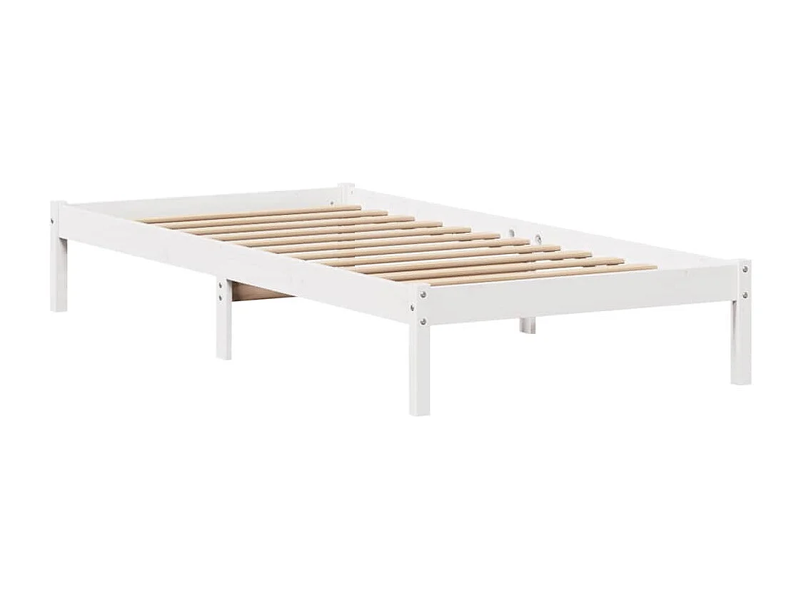 Bedframe | Eenpersoonsbed zonder matras massief grenenhout wit 90x200 cm