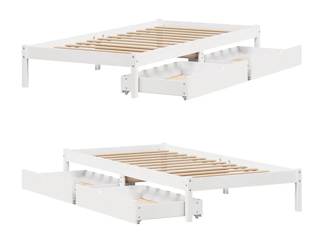 Bedframe | Eenpersoonsbed zonder matras massief grenenhout wit 90x200 cm