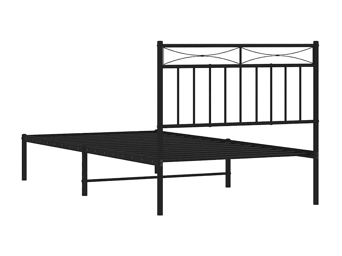 Lit simple | Lit adulte, enfant | Cadre de lit métal avec tête de lit noir 100x190cm