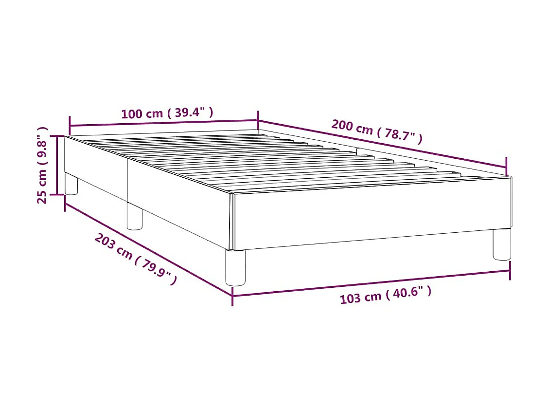 Lit simple | Lit adulte, enfant | Cadre de lit gris clair 100x200 cm tissu
