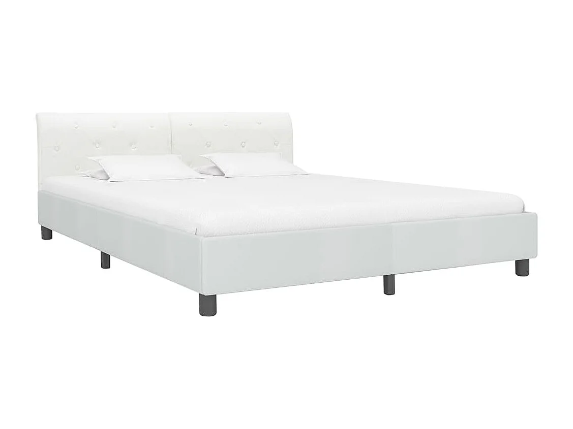 Letto per adulti | Letto matrimoniale | Giroletto Bianco in Similpelle 180x200 cm