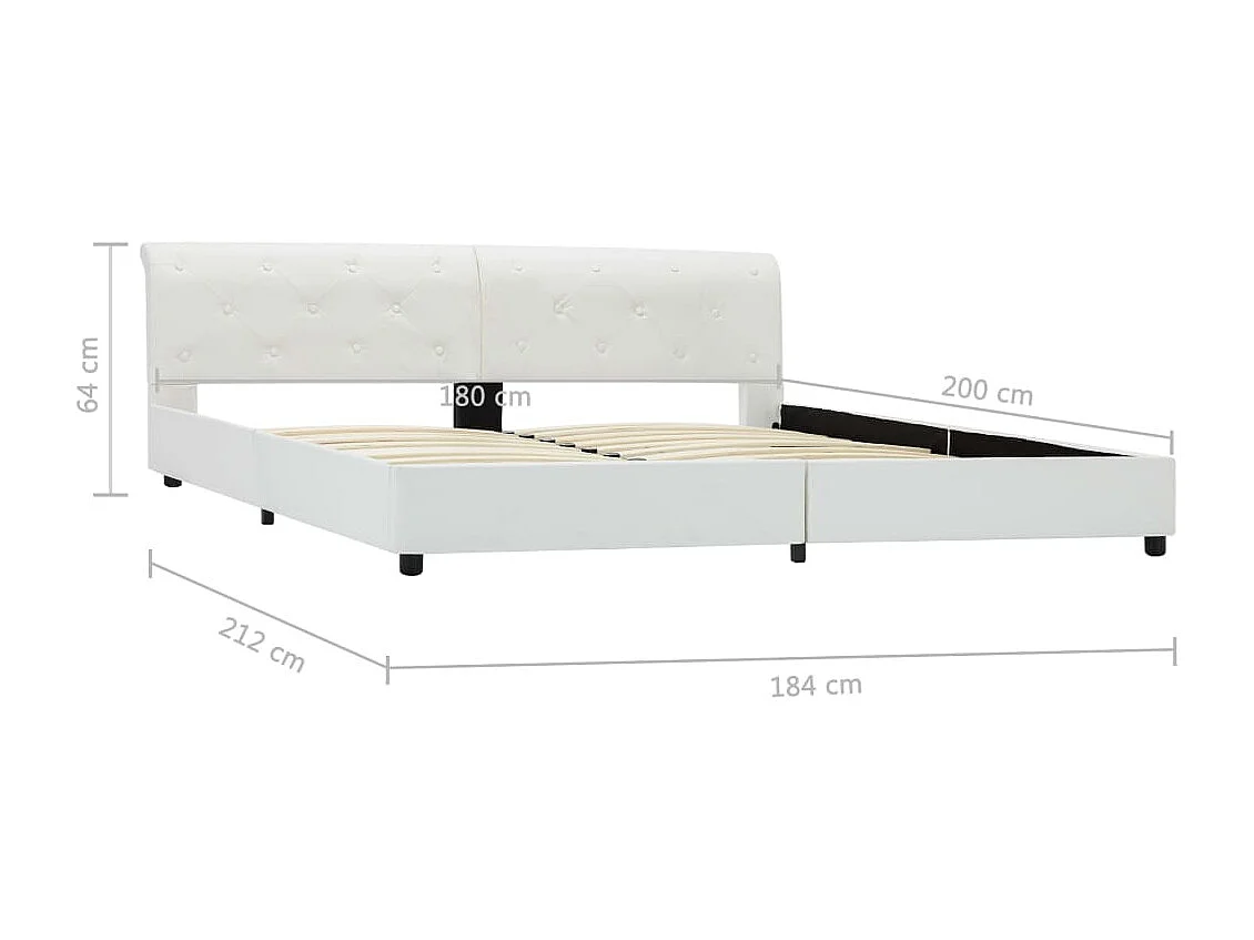 Letto per adulti | Letto matrimoniale | Giroletto Bianco in Similpelle 180x200 cm