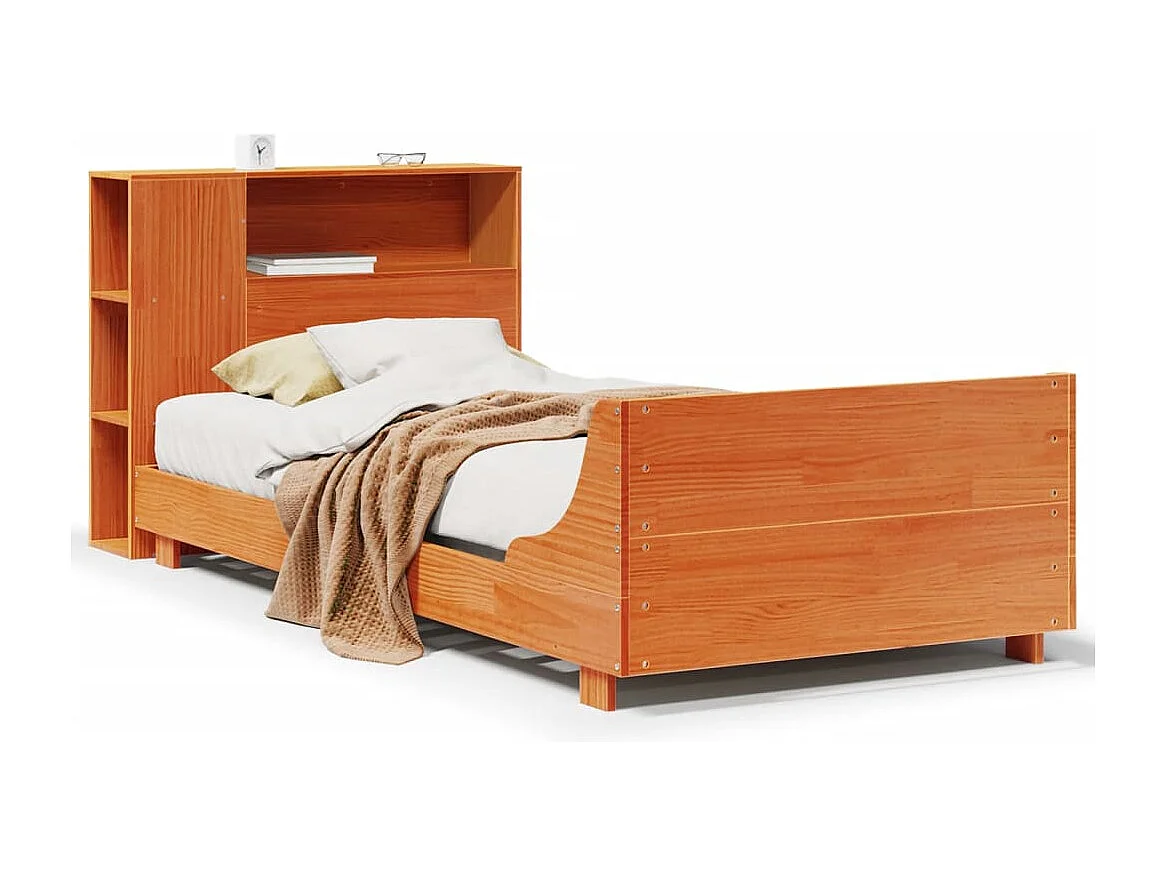 Lit simple | Lit adulte, enfant | Cadre de lit cire marron 100x200cm bois pin massif
