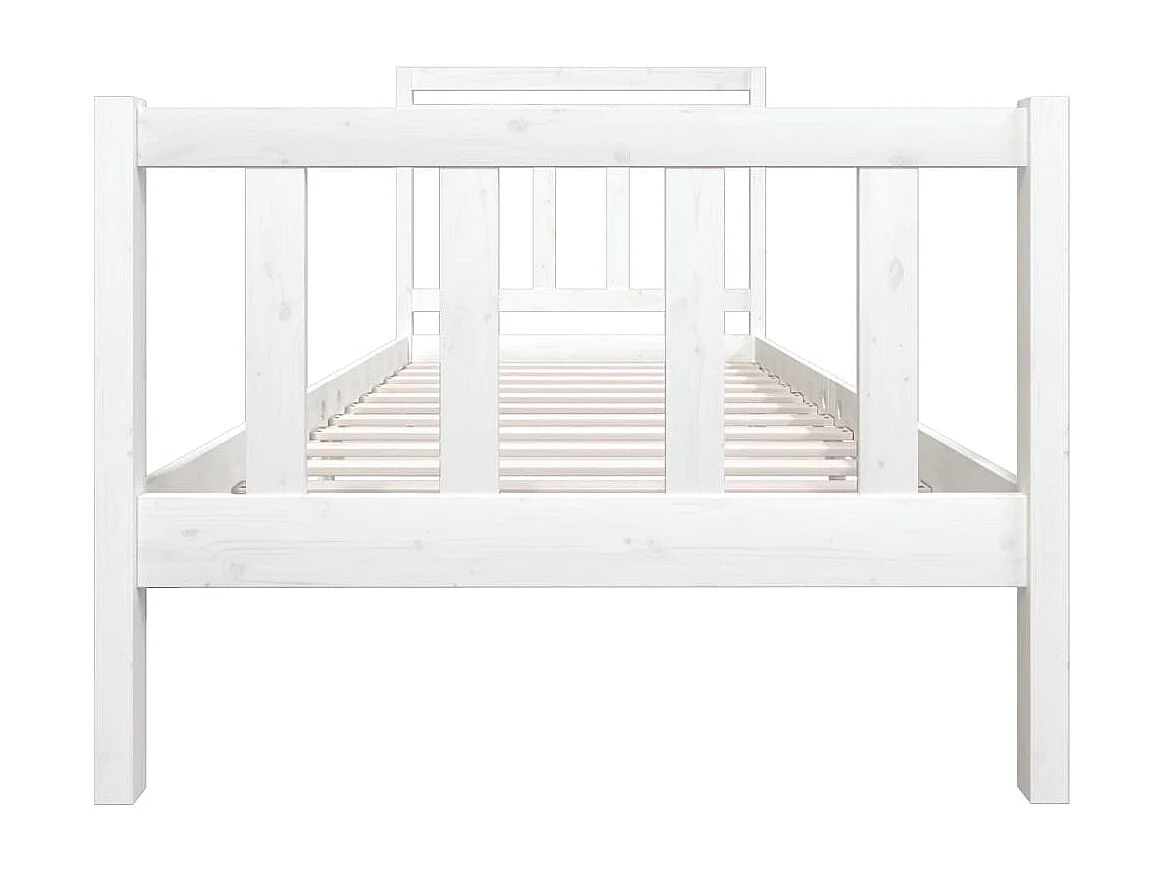 Lit simple | Lit adulte, enfant | Cadre de lit blanc bois massif 90x190 cm