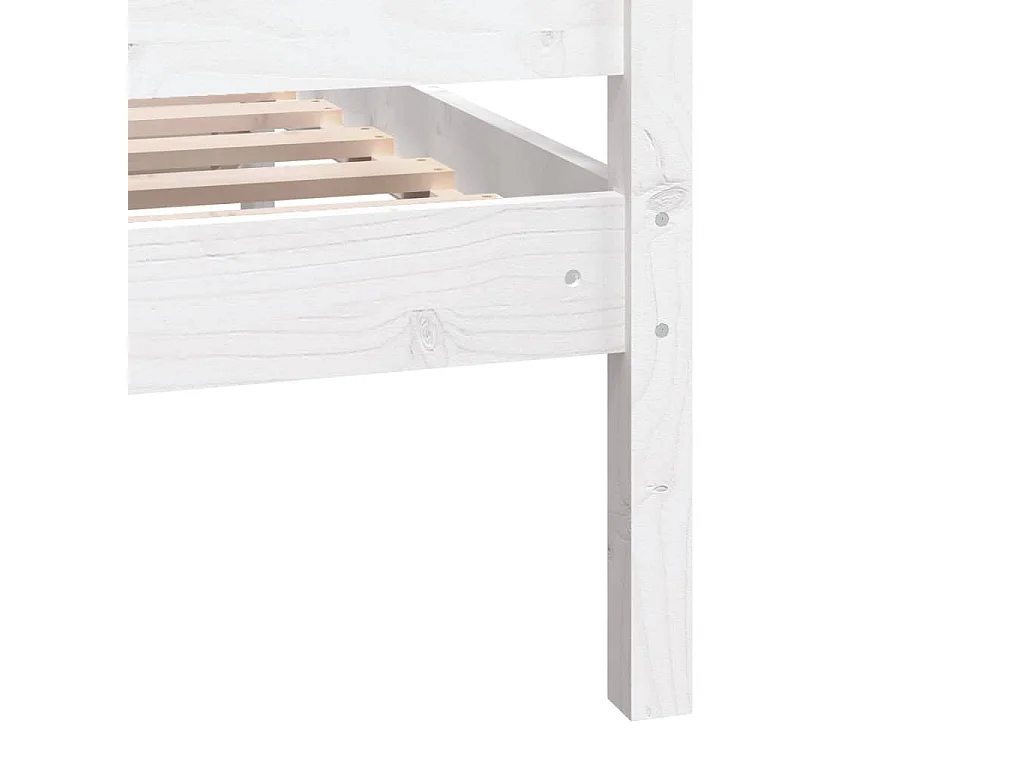 Lit simple | Lit adulte, enfant | Cadre de lit blanc bois massif 90x190 cm