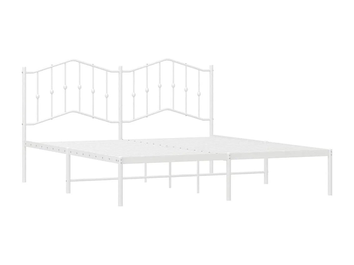 Lit double | Lit adulte | Cadre de lit métal et tête de lit blanc 180x200 cm