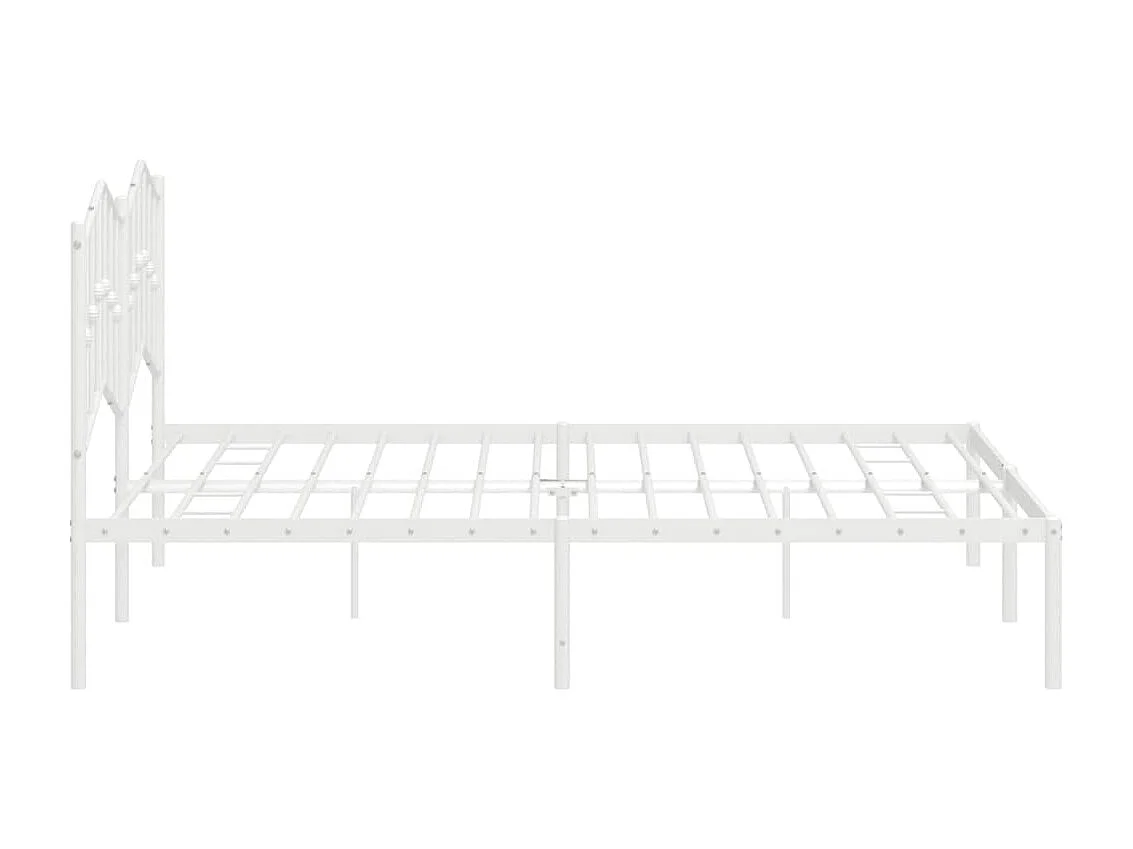 Lit double | Lit adulte | Cadre de lit métal et tête de lit blanc 180x200 cm