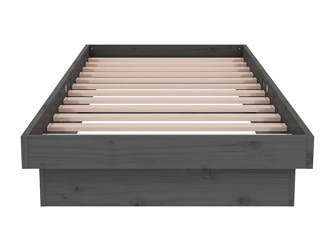Lit simple | Lit adulte, enfant | Cadre de lit gris bois massif 75x190 cm