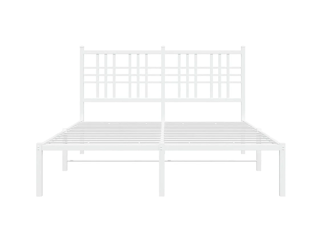 Lit double | Lit adulte | Cadre de lit métal et tête de lit blanc 140x190 cm