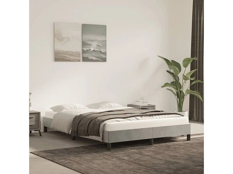 Lit double | Lit adulte | Cadre de lit gris clair 140x190 cm velours