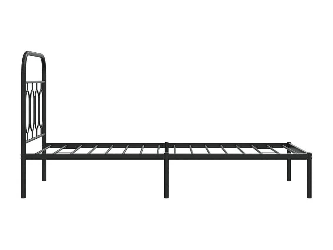 Lit simple | Lit adulte, enfant | Cadre de lit métal avec tête de lit noir 80x200 cm