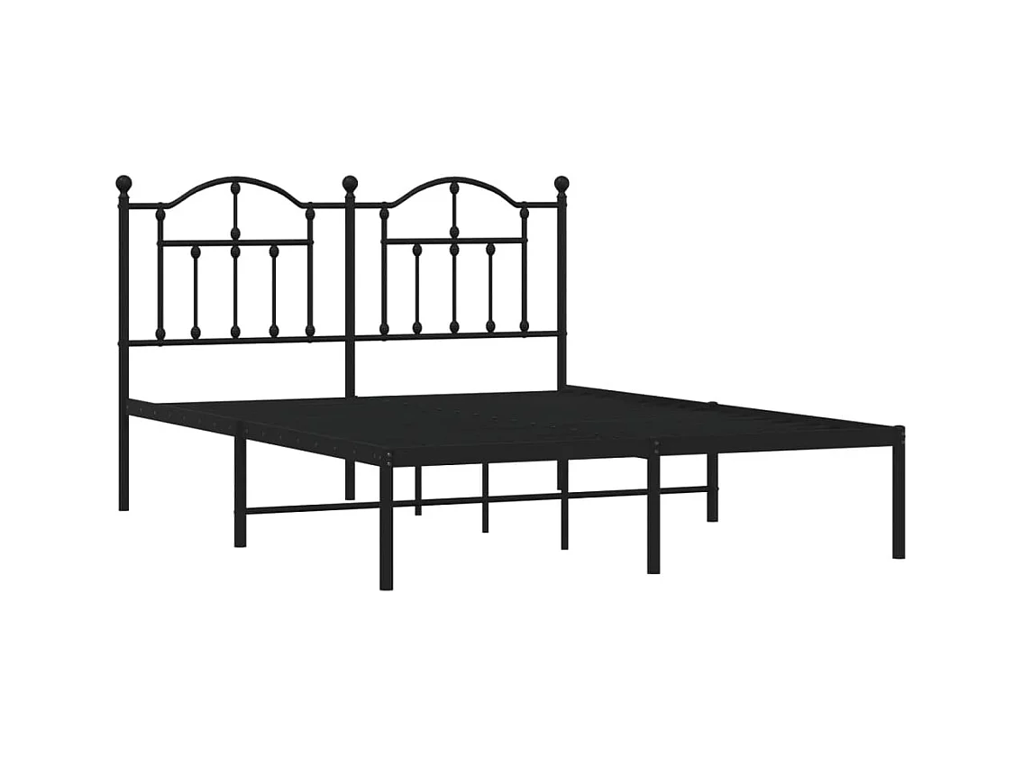 Lit double | Lit adulte | Cadre de lit métal avec tête de lit noir 140x190cm
