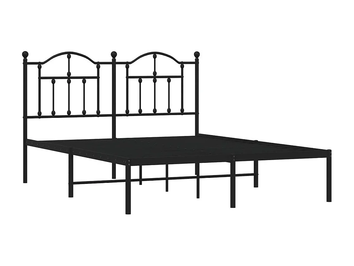 Lit double | Lit adulte | Cadre de lit métal avec tête de lit noir 140x190cm