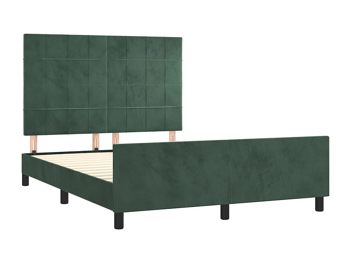 Lit double | Lit adulte | Cadre de lit vert foncé 140x200 cm velours