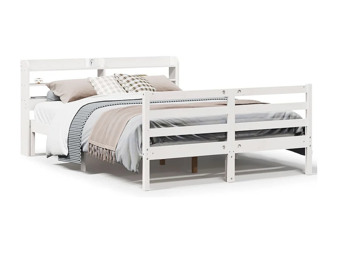 Lit double | Lit adulte | Cadre de lit avec tête de lit blanc 140x190 cm