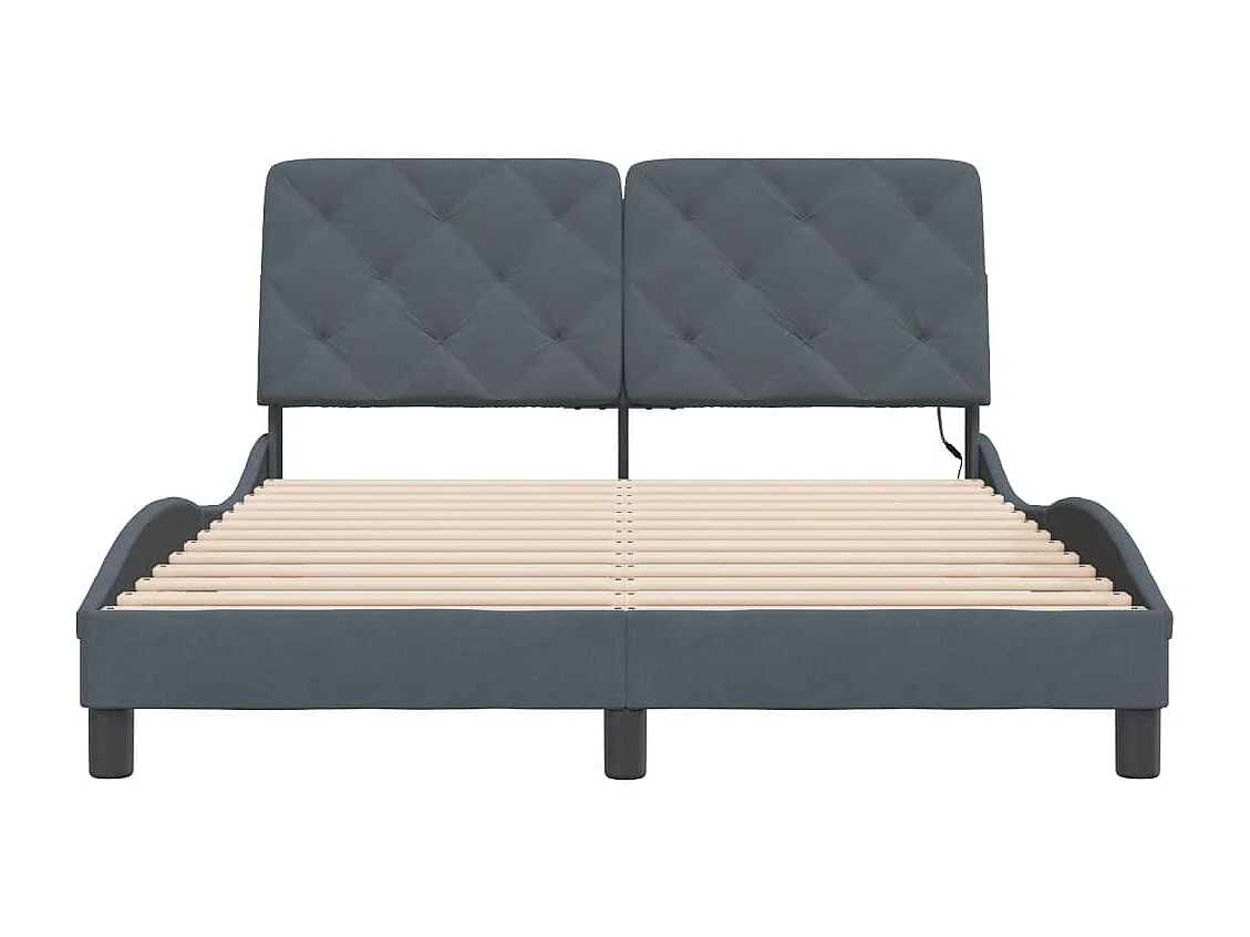 Lit double | Lit adulte | Cadre de lit avec LED gris foncé 140x200cm velours