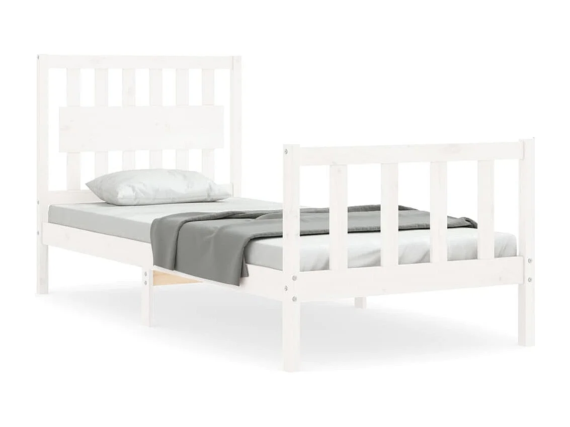 Lit simple | Lit adulte, enfant | Cadre de lit blanc 90x200 cm bois de pin massif