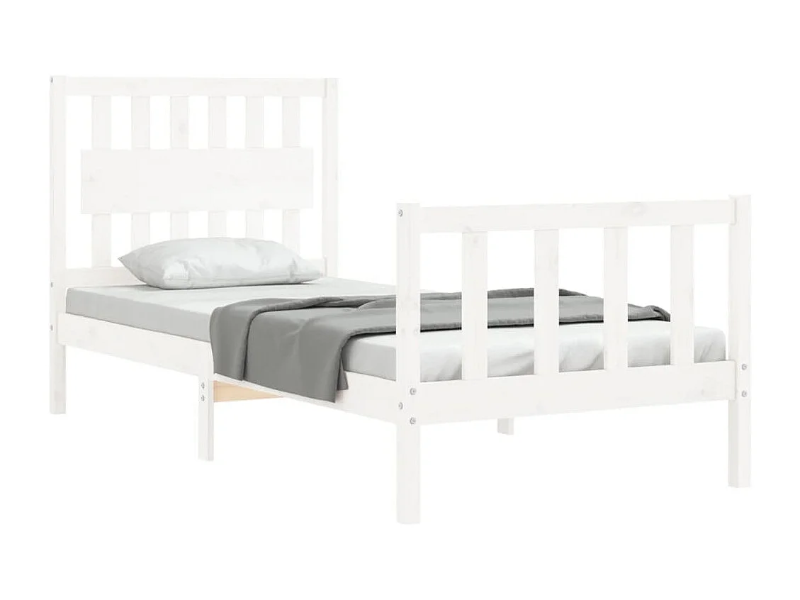 Lit simple | Lit adulte, enfant | Cadre de lit blanc 90x200 cm bois de pin massif