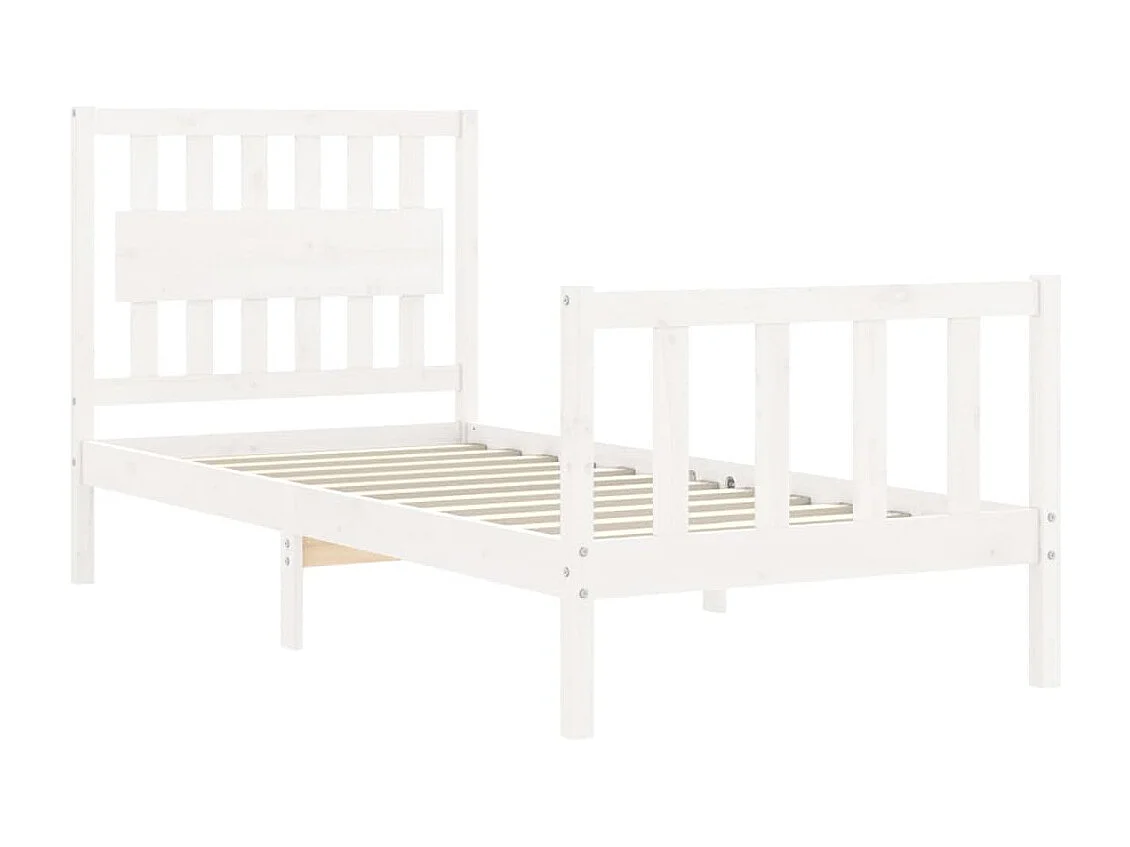 Lit simple | Lit adulte, enfant | Cadre de lit blanc 90x200 cm bois de pin massif