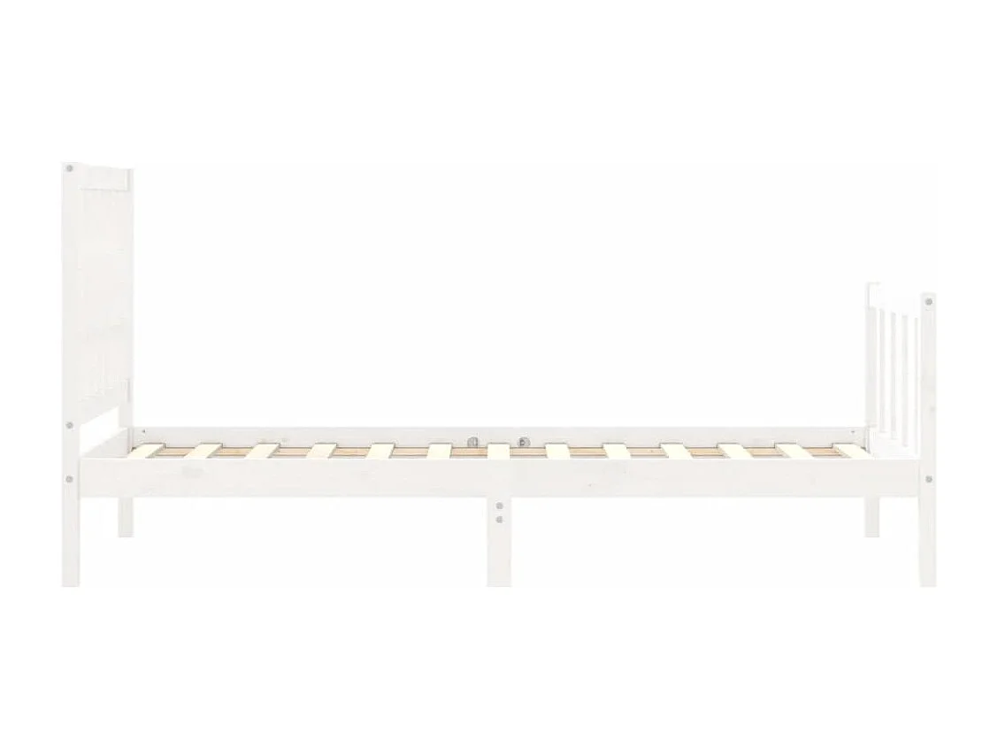 Lit simple | Lit adulte, enfant | Cadre de lit blanc 90x200 cm bois de pin massif