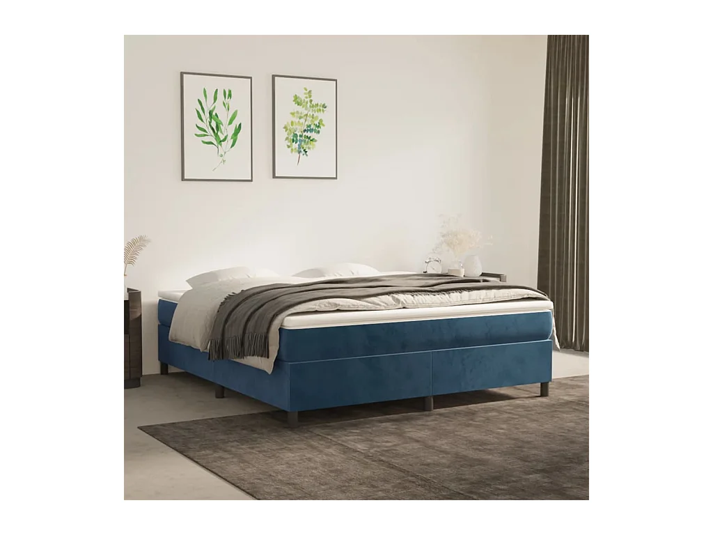 Lit double | Lit adulte | Cadre de lit bleu foncé 180x200 cm velours