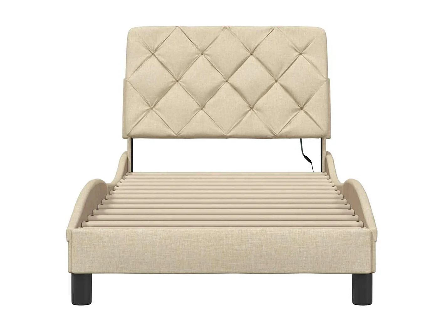 Bedframe | Eenpersoonsbed met LED zonder matras 90x200 cm stof crmekleurig