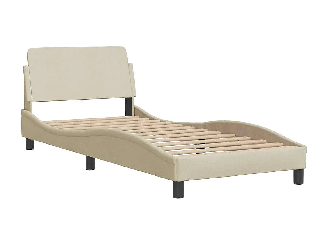 Bedframe | Eenpersoonsbed met LED zonder matras 90x200 cm stof crmekleurig