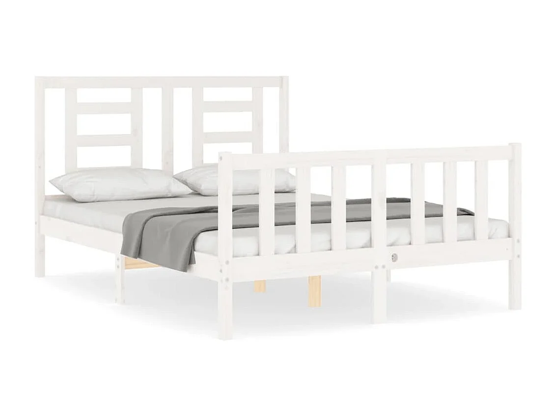 Lit simple | Lit adulte, enfant | Cadre de lit blanc bois de pin massif 120x190 cm