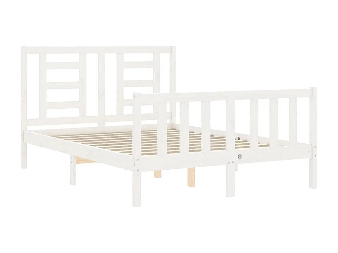 Lit simple | Lit adulte, enfant | Cadre de lit blanc bois de pin massif 120x190 cm