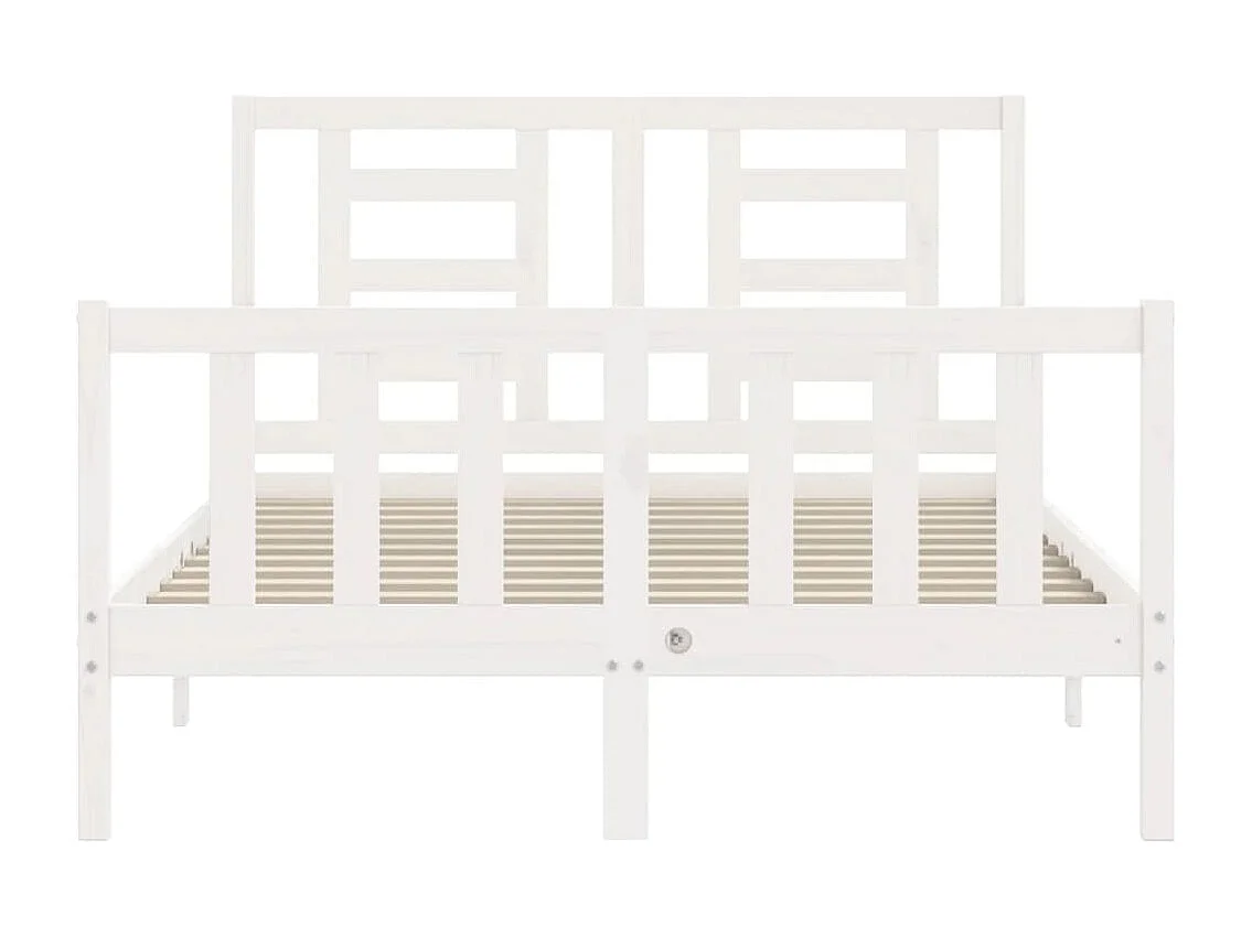 Lit simple | Lit adulte, enfant | Cadre de lit blanc bois de pin massif 120x190 cm