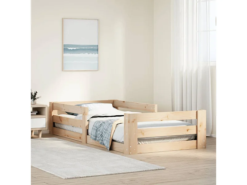 Letto per adulti | Letto singolo | Giroletto senza Materasso 100x200 cm in Legno Massello di Pino