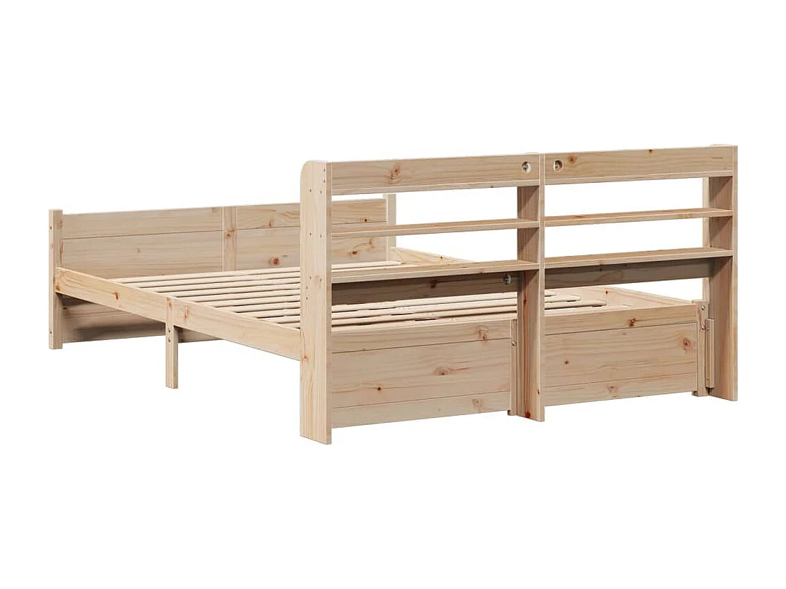 Letto per adulti | Letto matrimoniale | Giroletto con Testiera 135x190 cm in Legno Massello di Pino