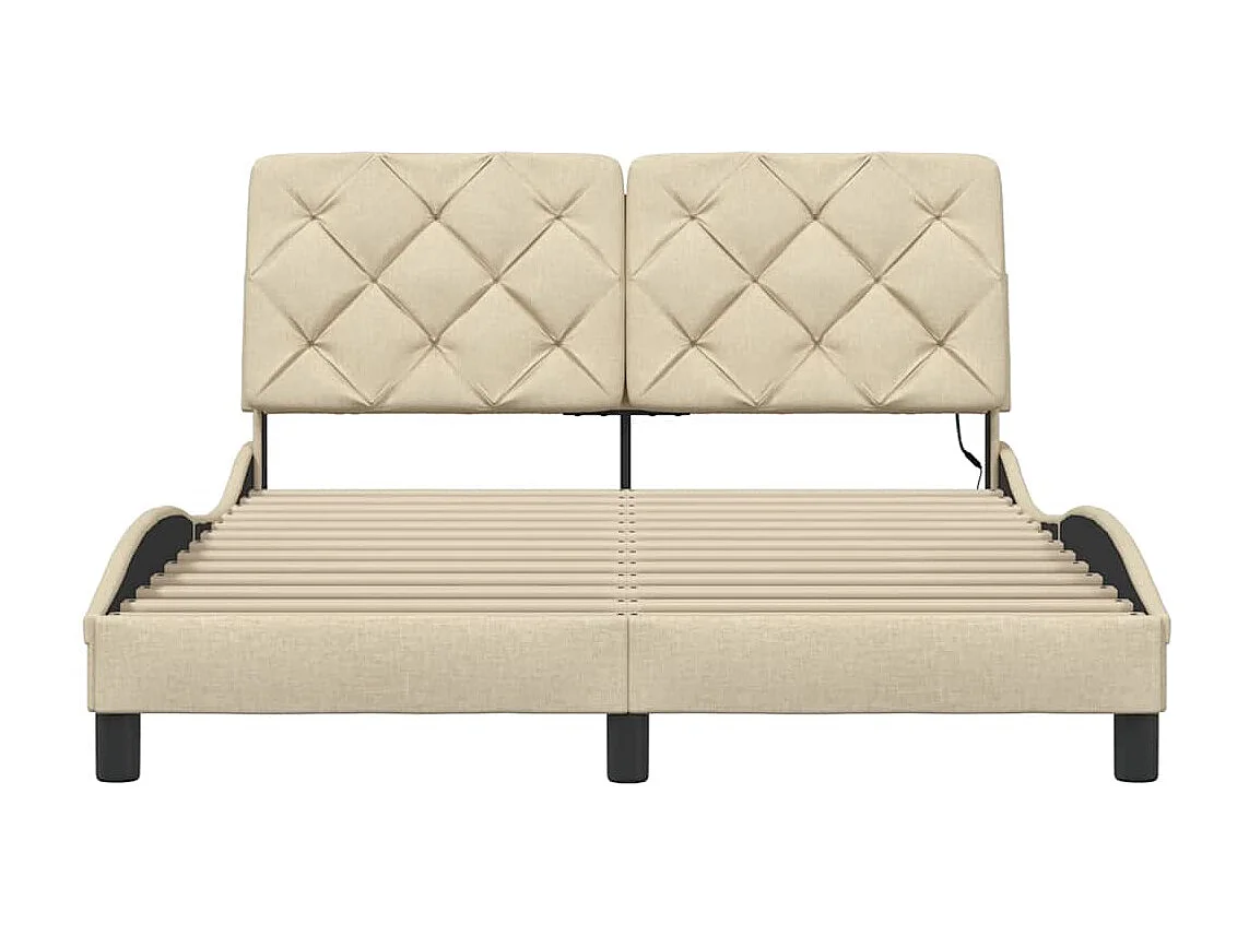 Lit double | Lit adulte | Cadre de lit avec LED crème 140x190 cm tissu